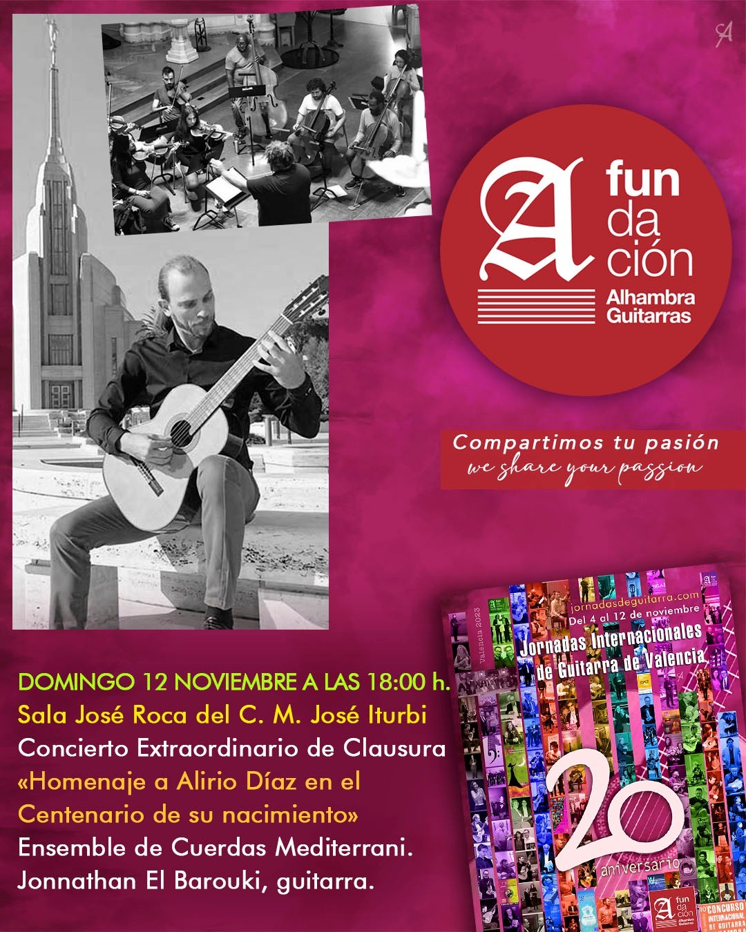 Concierto Extraordinario de Clausura. Ensemble de Cuerdas Mediterrani y Jonnathan El Barouki, guitarra