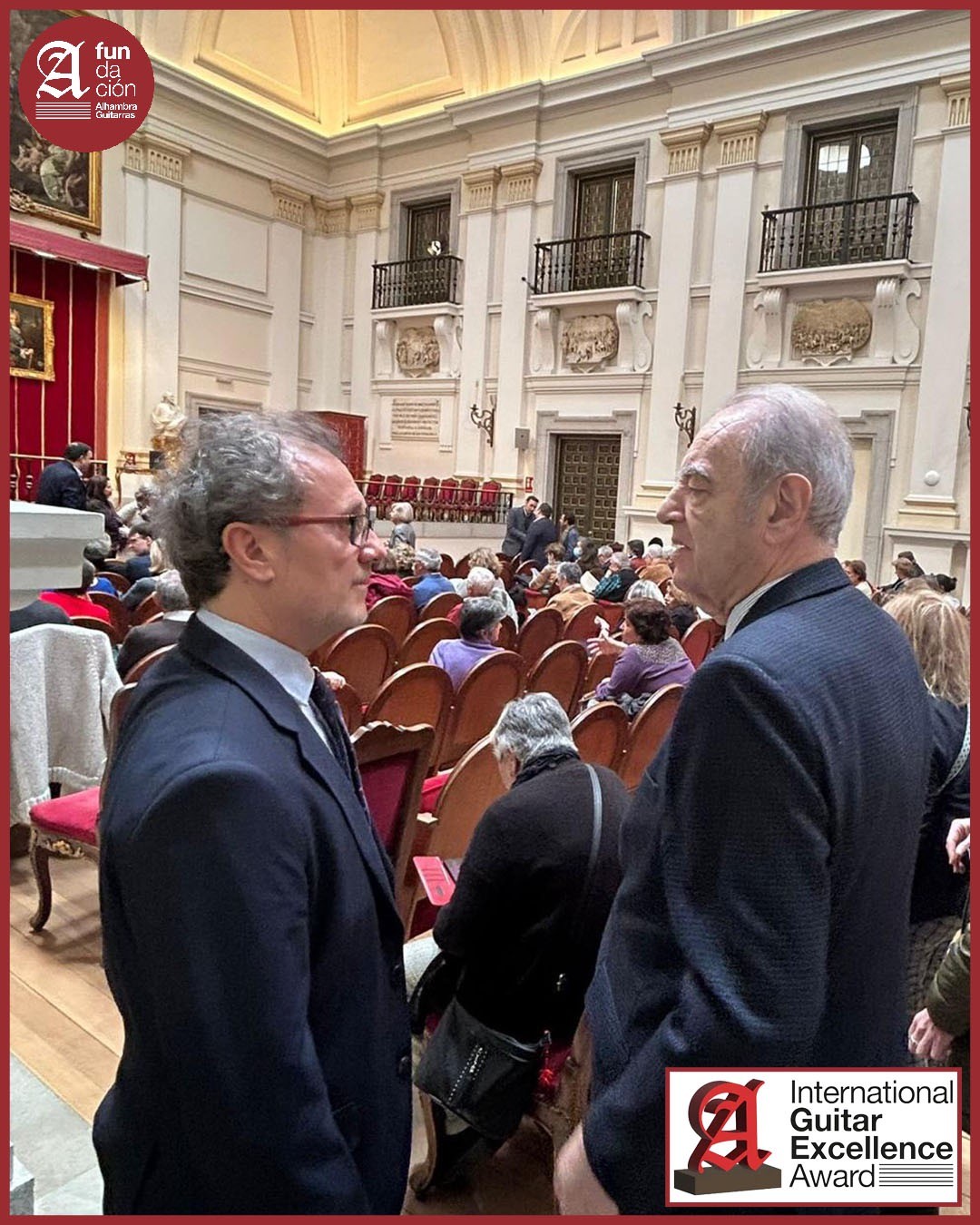 José Luis Ruiz del Puerto, Director de la Fundación Alhambra Guitarras junto al compositor Tomás Marco