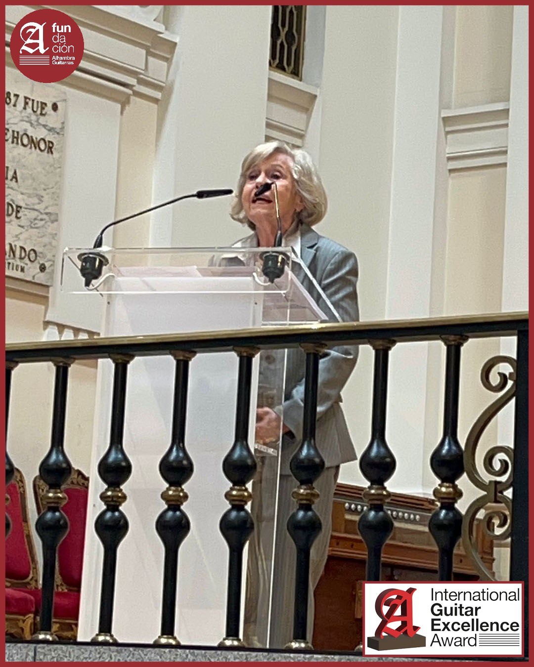 Cecilia Rodrigo, Presidenta de la Fundación Victoria y Joaquín Rodrigo, institución premiada con dicho galardón.